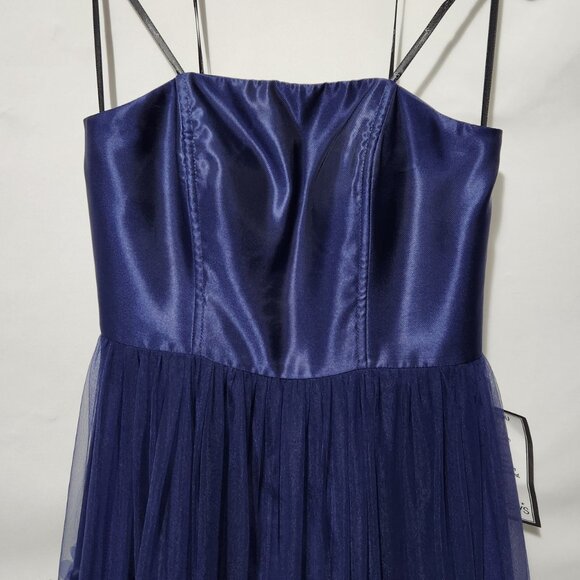 Speechless Navy Blue Formal Strapless A-line Dress with 3D Florals - Size 11 - Picture 11 of 13